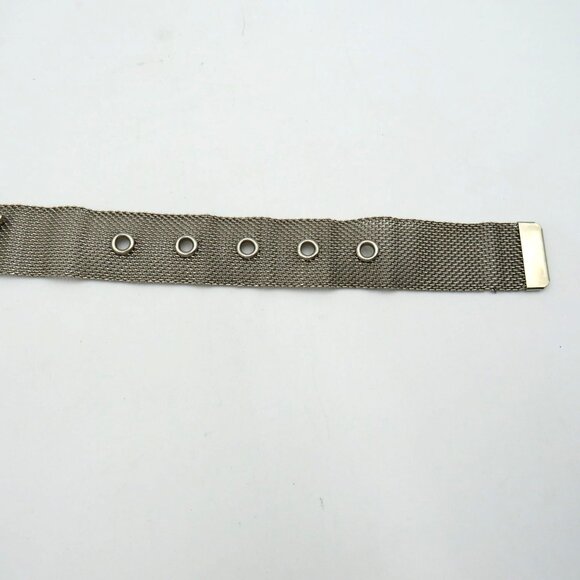 Silver Tone Mesh Belt Womens Size 33 Butterfly Medallions Metallic Buckle - Picture 8 of 8